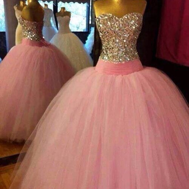 Evening Dresses, Prom Dresses,party Dresses, Prom Dress,modest Prom Dress,crystal Beaded Sweetheart Pink Tulle Ball Gowns, Prom Dress 2017