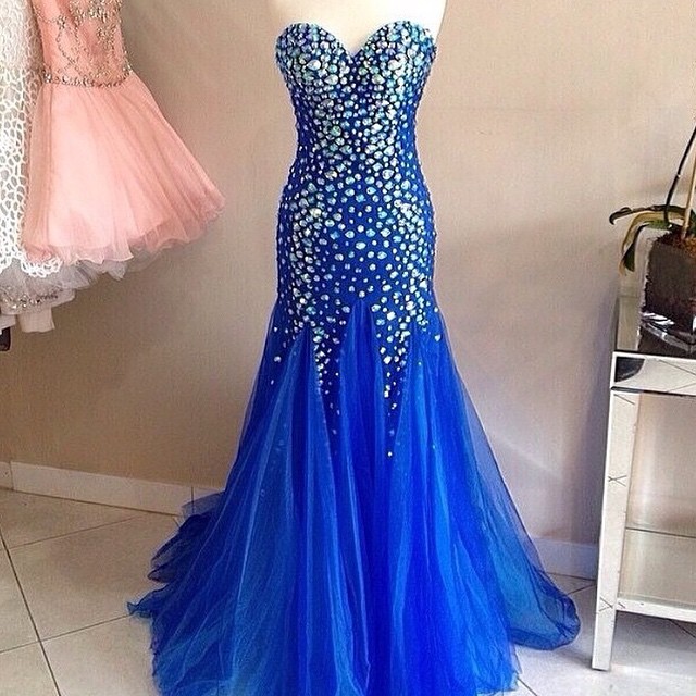 Evening Dresses, Prom Dresses,party Dresses, Prom Dress,modest Prom Dress,royal Blue Mermaid Prom Dresses, Long Sweetheart Evening Gowns