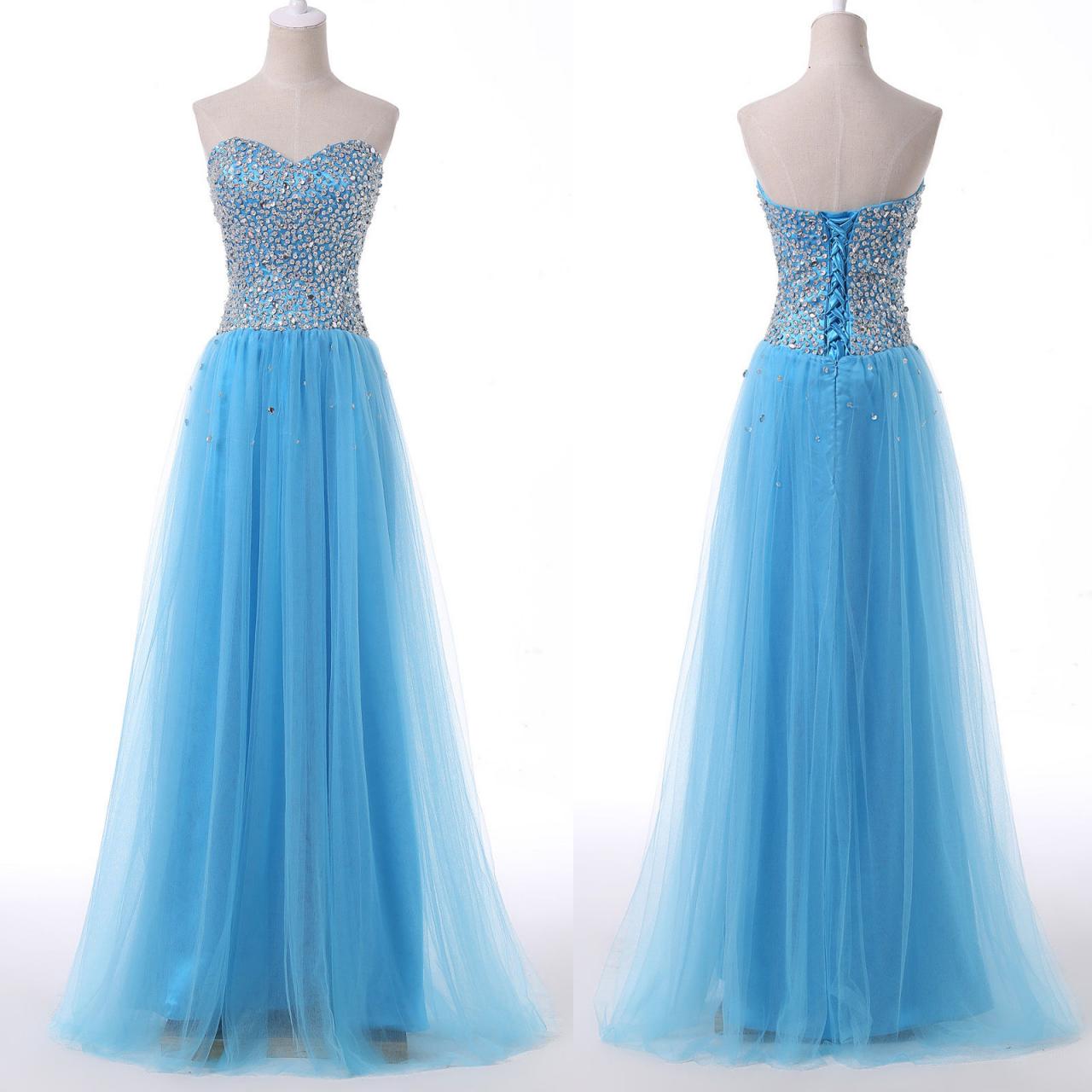  Evening Dresses, Prom Dresses,Party Dresses,Prom Dress, Prom Dresses, Prom Dresses,Prom Dresses,Beautiful Handmade Blue Tulle Long Prom Dress 216, Blue Prom Dresses, Prom Gowns 2016