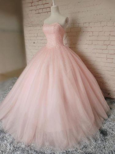 Evening Dresses, Prom Dresses,party Dresses, Prom Dresses,evening Dress,party Dresses,pink Ball Gown Beading Prom Dress,real Made High Quality