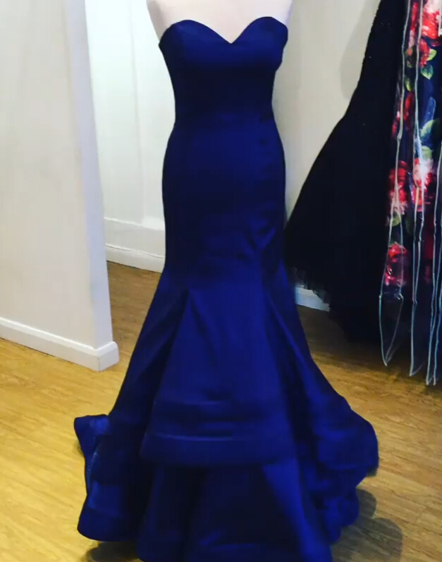 Prom Dresses,evening Dress,party Dresses,royal Blue Sweetheart Mermaid Prom Dress, Evening Gown ,long Dress Layered Skirt