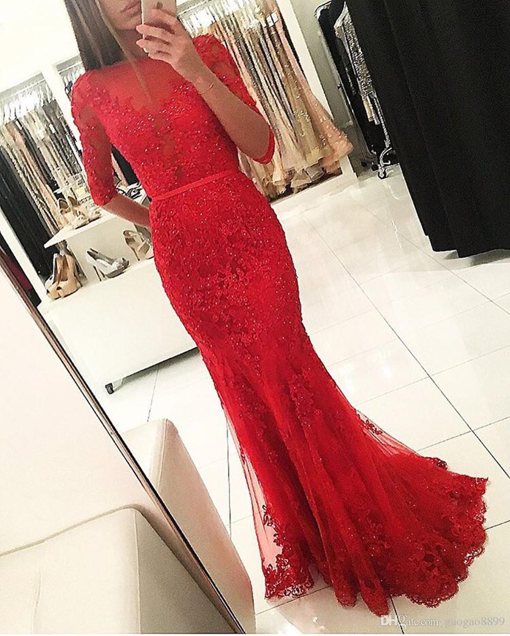Prom Dress,modest Prom Dress,evening Gowns,red Prom Dresses,lace Prom Dresses,sexy Mermaid Dress,lace Mermaid Evening Dress