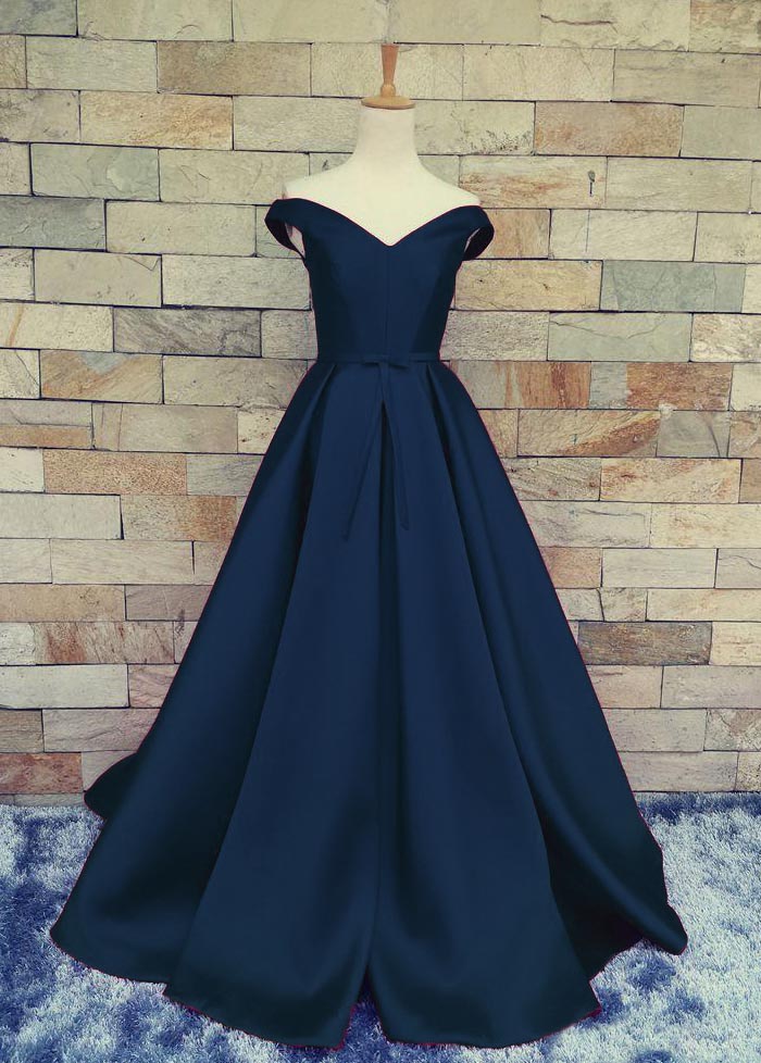 dark blue satin dress