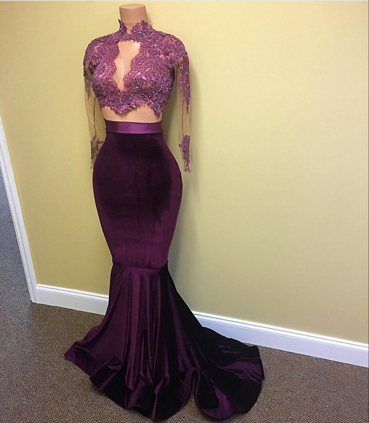 High Neck Prom Dress, Purple Mermaid Prom Dresses,evening Dress,high Quality Graduation Dresses,wedding Guest Prom Gowns, Formal Occasion