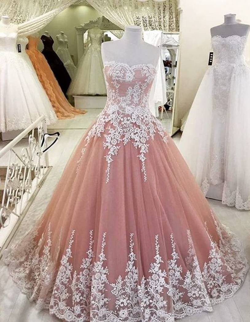 Prom Dress, Elegant A-line Applique Prom Dress,lace Tulle Prom Dresses,high Quality Graduation Dresses,wedding Guest Prom Gowns, Formal Occasion