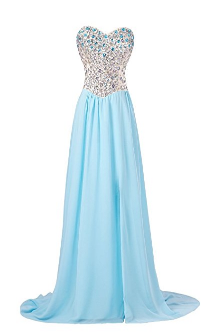 Strapless Rhinestones Slit Gown Bridesmaid Prom Evening Party Long Dress