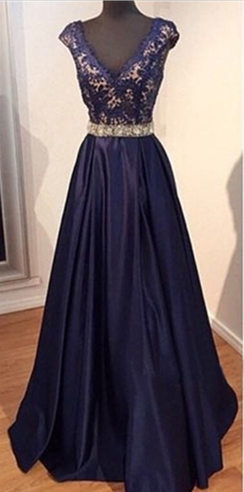 Long Prom Dress, Navy Prom Dress, Party Prom Dress, Taffeta Prom Dress, Prom Dress
