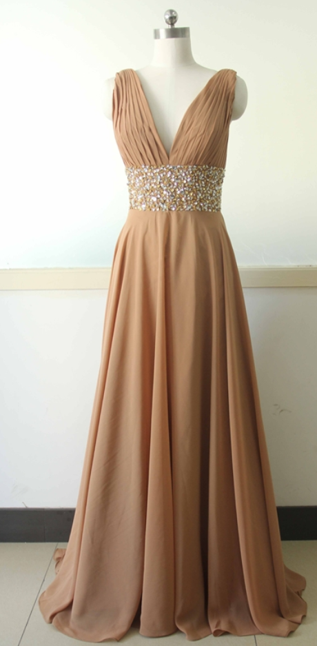 Sexy Seep V-neck Brown Chiffon Party Dress Sequins Bridesmaid Dress Custom A-line Wedding Party Gown Sexy V-neck Cocktail Lace Gowns