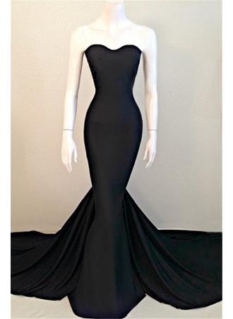 Black Sweetheart Evening Dress Sleeveless Sweep Train Prom Dresses Party Gowns