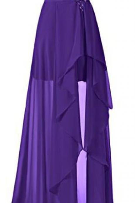 Grape Prom Dress,chiffon Prom Gown,chiffon Evening Gowns,grape Formal Gown For Teens Girls