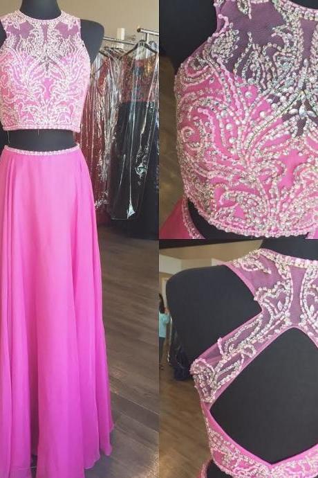 Two Piece Prom Dresses Party Dresses Formal Dresses With Keyhole Back