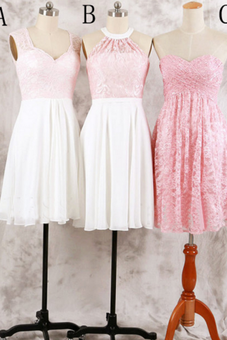 Mismatched Bridesmaid Dress,short Bridesmaid Dress,pink Bridesmaid Dress,lace Bridesmaid Dresses
