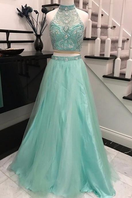 Two Pieces Long Tulle Prom Dresses For Teens,elegant Evening Dresses,modest Prom Gowns, Party Dresses,women Dresses