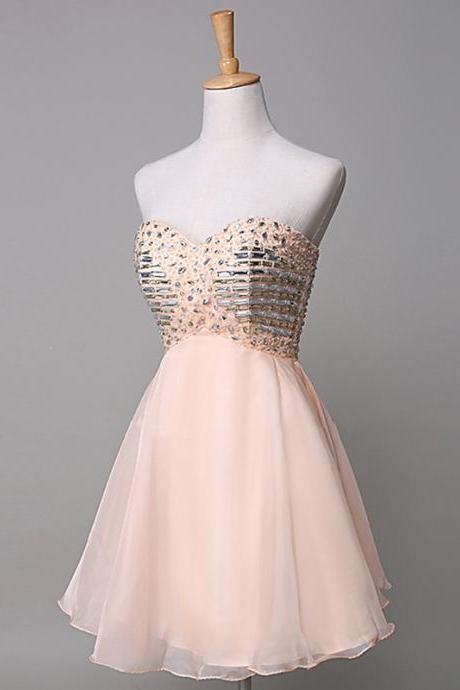 Homecoming Dresses Crystal Sequin Cocktail Dresses White Sweetheart A Line Graduation Dres