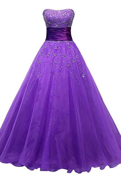 Evening Dresses Abendkleider Meerjungfrau Purple Organza Ball Gown Prom Dresses Long Party Gowns