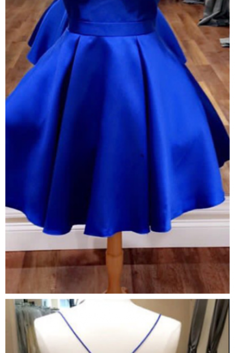 Royal Blue Homecoming Dress,open Back Prom Dresses Short,bow Dress,short Cocktail Dresses