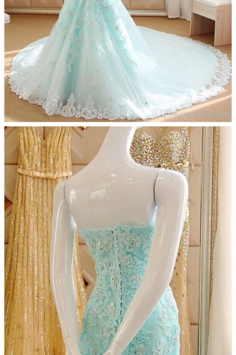 Sexy Sweetherat Prom Dress,mermaid Evening Dresses Applique Beading Prom Dresses