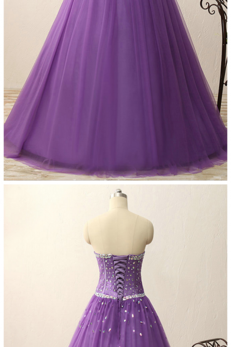 Charming Prom Dress, Formatura Sweetheart Crystal Beads Satin Tulle Floor Length Ball Gown Vintage Dress Prom Dress