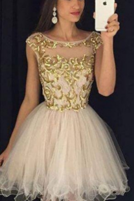 Tulle Short/mini Round A-line Homecoming Dress Customized Dresses