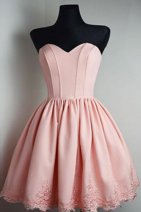 Ball Gown Lace Up Simple Homecoming Dress,Pink Homecoming Dresses