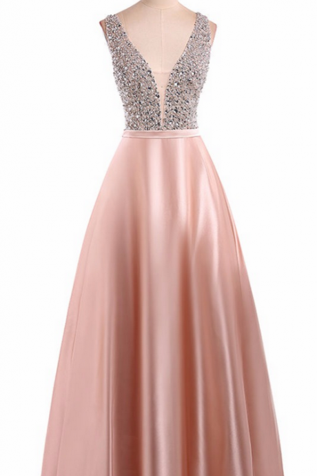 Prom Dresses A Line Party Dresses Sexy V Neck Sleeveless Festa Beading Long Prom Dress Fashion Formal Gowns