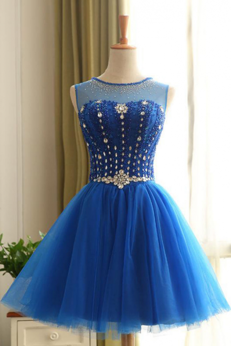 Homecoming Dresses,round Neck Homecoming Dresses,tulle Homecoming Dresses,beading Homecoming Dresses,tulle Homecoming Dresses,elegant Homecoming