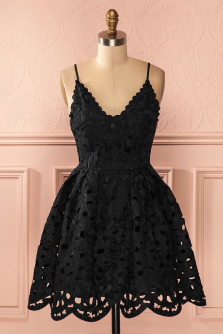 A-line Homecoming Dresses,lace Homecoming Dresses,spaghetti Straps Homecoming Dresses