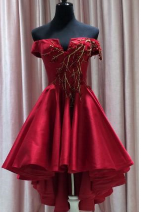 One Shoulder Homecoming Dresses,red Short Irregular Train Mini Dresses Honor Special Event Prom Gown Formal Evening Dress