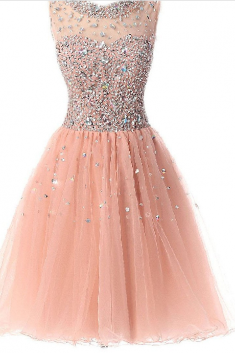 A-line Homecoming Dresses,pink Homecoming Dresses,beaded Homecoming Dresses,backless Homecoming Dresses,short Prom Dresses,party Dresses