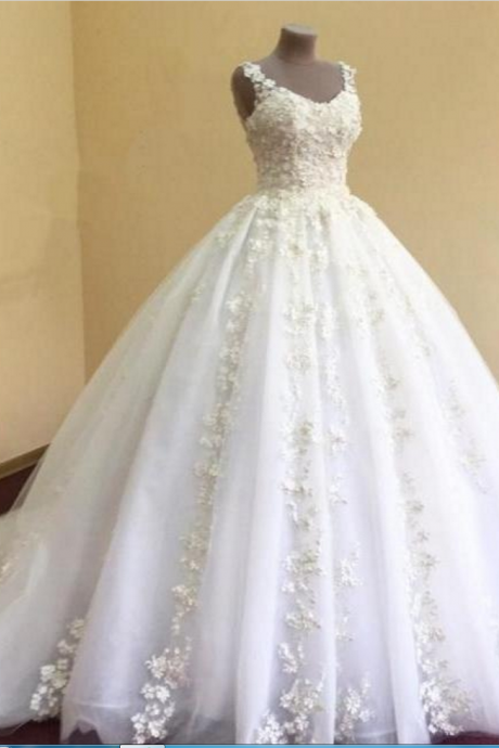 Appliques Wedding Dresses, Elegant Wedding Gown, Lace Wedding Dresses, White Wedding Dresses, Organza Wedding Dresses, Ball Gowns Wedding Dress