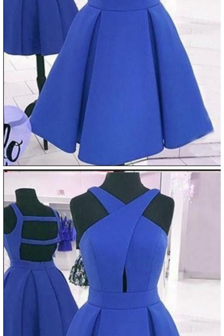 Sexy Open Back Homecoming Dress,royal Blue Prom Dress,short Party Dress
