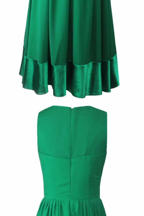 Green Chiffon Short Evening Dresses, Vestido De Festa Lady Prom Gown