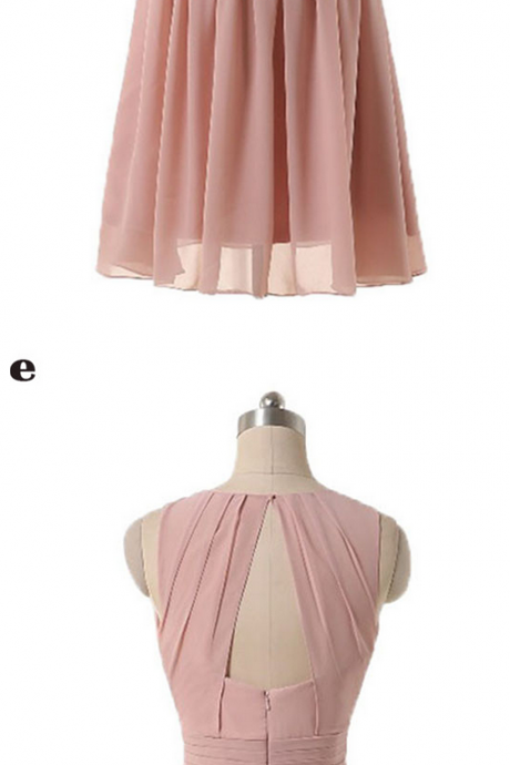 Pink Chiffon Pleated Short Evening Dresses ,vestido De Festa Prom Gown