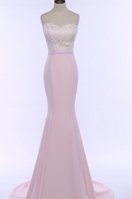 Pink Luxurious Lace Mermaid Long Pageant Prom Gowns, Formal Evening Gown