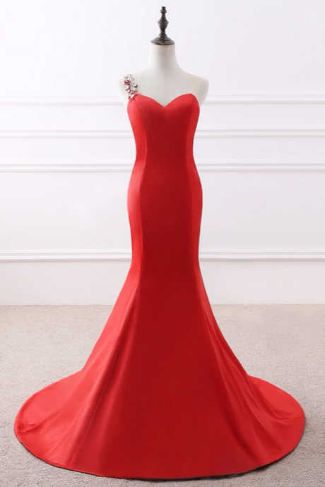 Sexy Beading Custom Made Evening Dresses, Bride Banquet Elegant Floor-length Party Prom Dress