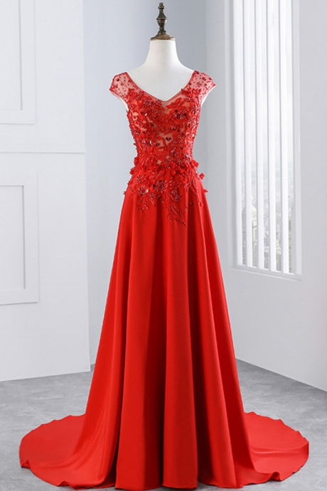 Red Lace Mother of the Bride Dresses Gowns, for Weddings Evening Gowns ,Beaded Formal Godmother Groom Long Dresses