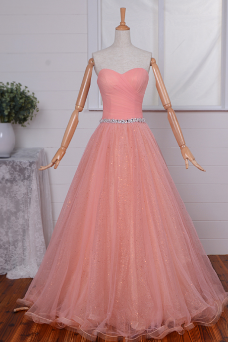 Pink Long Evening Dresses ,party Tulle A Line Women Beautiful Prom Formal Evening Gown Dress