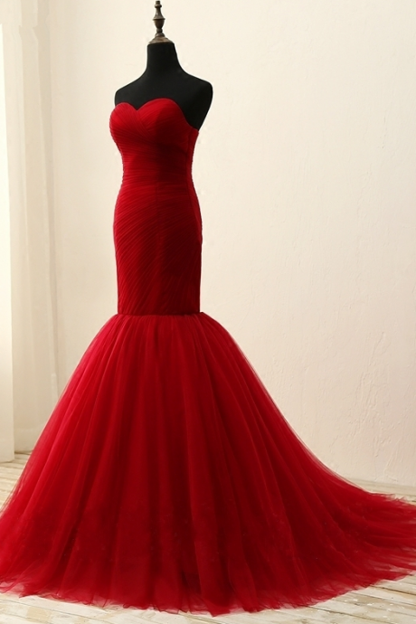Mermaid Evening Dresses Party Red , Prom Formal Evening Gowns Dresses