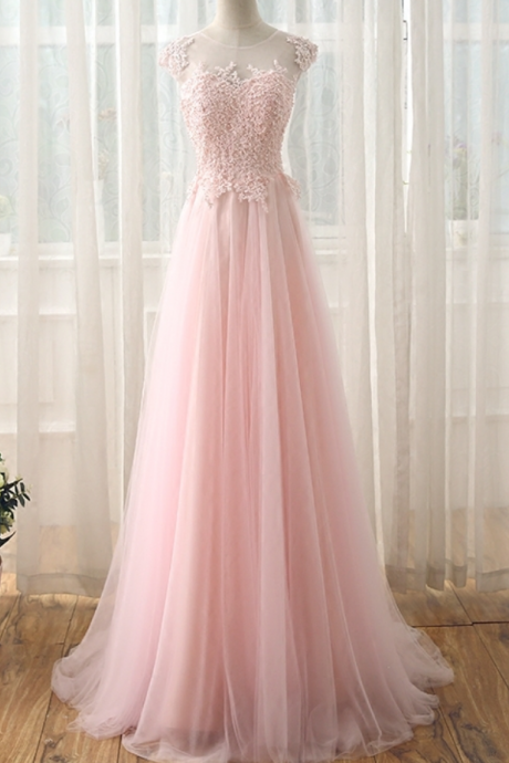 Pink Long Lace Evening Dresses ,party Women Evening Gowns Dresses