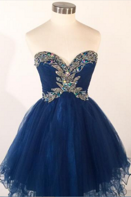 Pretty A-line Tulle Mini Short Homecoming Dresses Sweetheart Beaded Homecoming Dresses Cocktail Dresses Prom Dresses