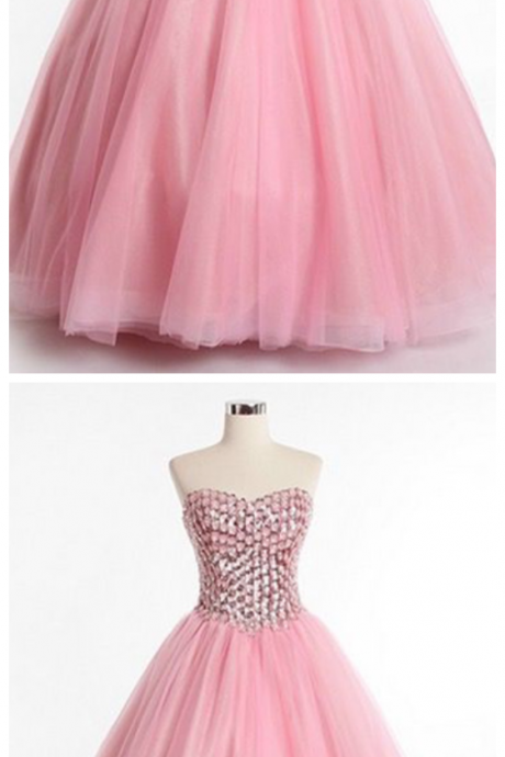 Tulle Prom Dress Beaded,pageant Dress,sweetheart,prom Dresses