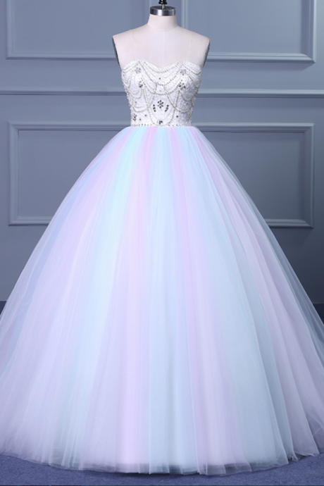 Wedding Dresses ,strapless Sweetheart Colorful Wedding Gown With Sweep Train