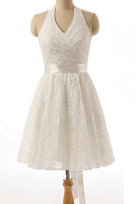 Short Lace Homecoming Dresses Halter Neck