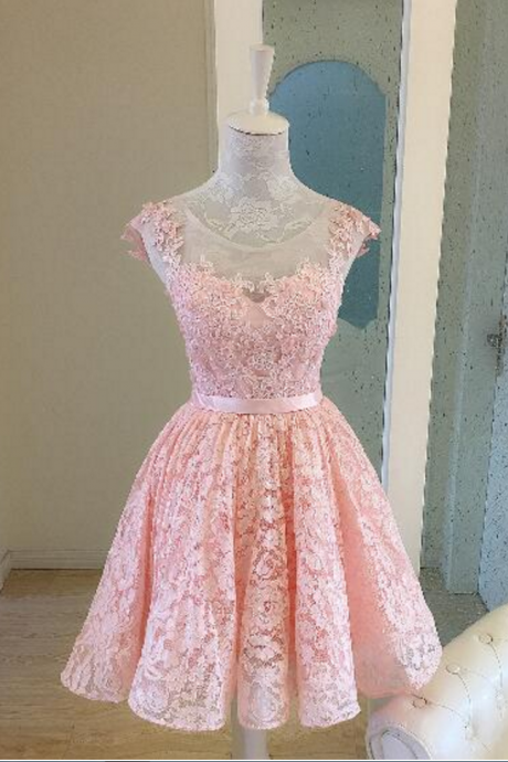 Cute Pink Homecoming Dress,lace-up Short Homecoming Dresses
