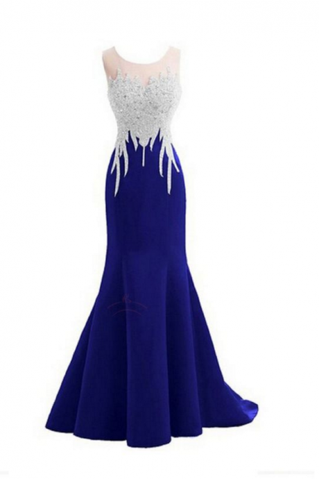 Mermaid Prom Gown,royal Blue Prom Dresses,royal Blue Evening Gowns,beaded Party Dresses,evening Gowns, Formal Dress For Teen