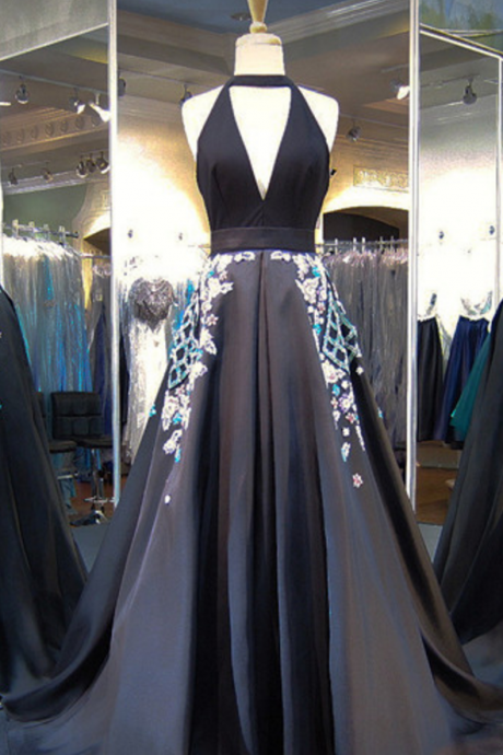 Backless Prom Dress,halter Prom Dress,a Line Prom Dress,fashion Prom Dress
