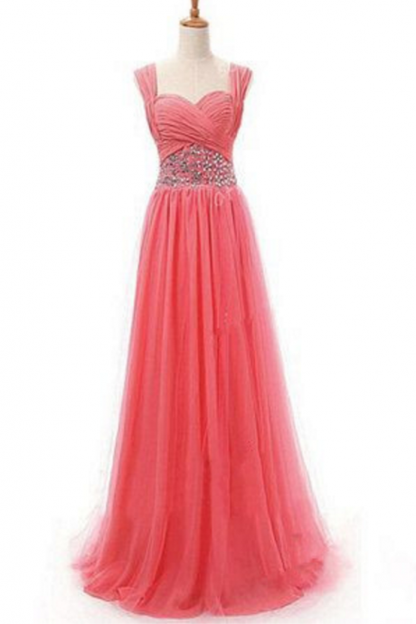 Coral Prom Dresses,sparkly Prom Dress,sparkle Prom Gown,bling Prom Dresses,straps Evening Gowns