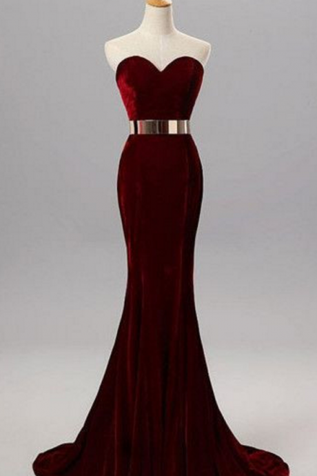 Burgundy Mermaid Prom Dress Sweetheart Neckline Evening Party Gown