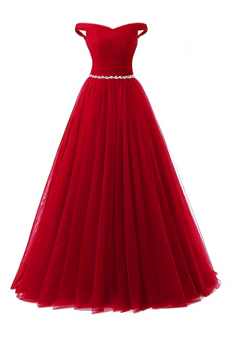 Red Prom Dress Sexy Lace-up Tulle Evening Dresses Party Dresses Robe De Soiree Formal Gowns