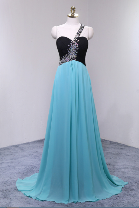 Charming Long Chiffon Prom Dresses Featuring Sweetheart Neckline And One Shoulder -- Long Elegant Beaded Formal Dress, Party Dresses